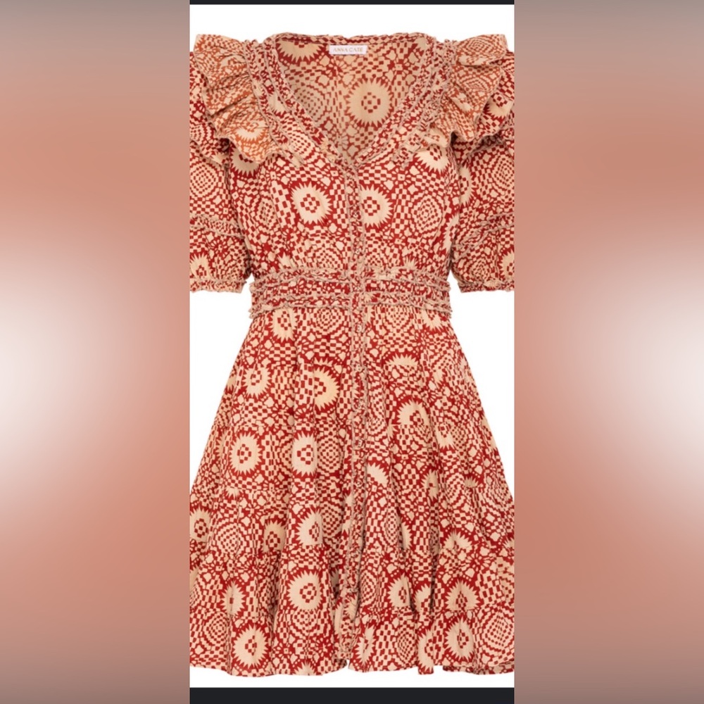 Anna Cate Red Emilie dress in Aztec.